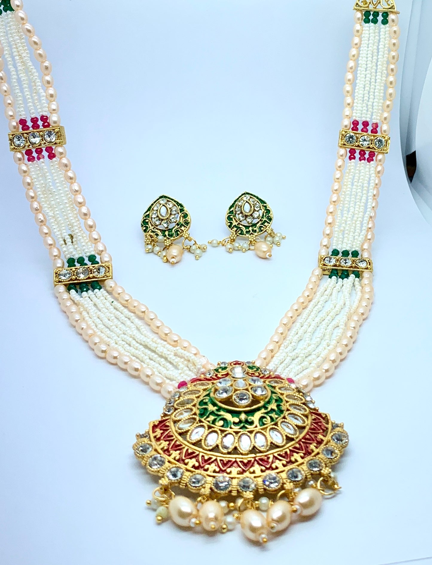 Royal Pearl Choker with Kundan Pendant & Earrings