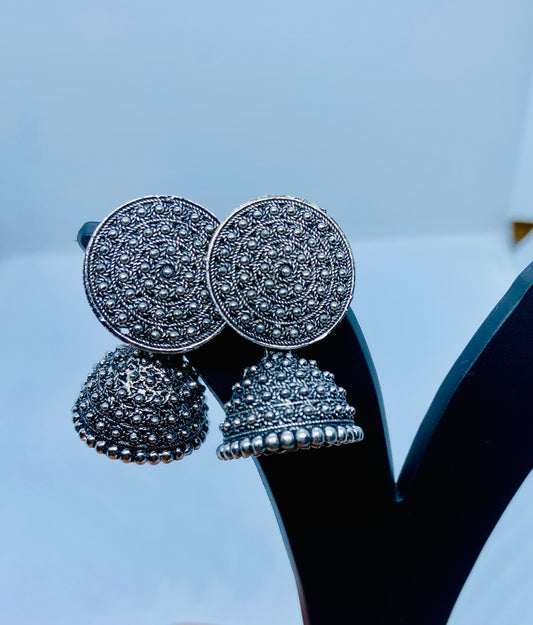 Oxidized silver jhumka pair — artificial earrings for women Ashalite