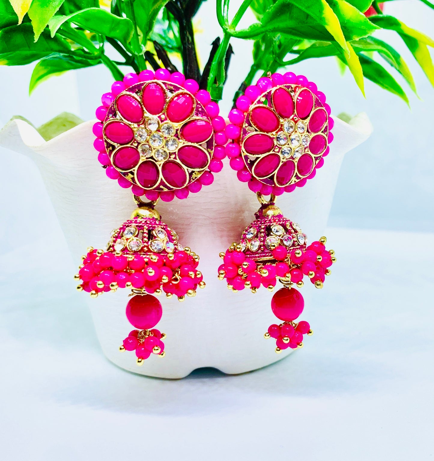 Elegant Classy Pink Jhumka Earrings