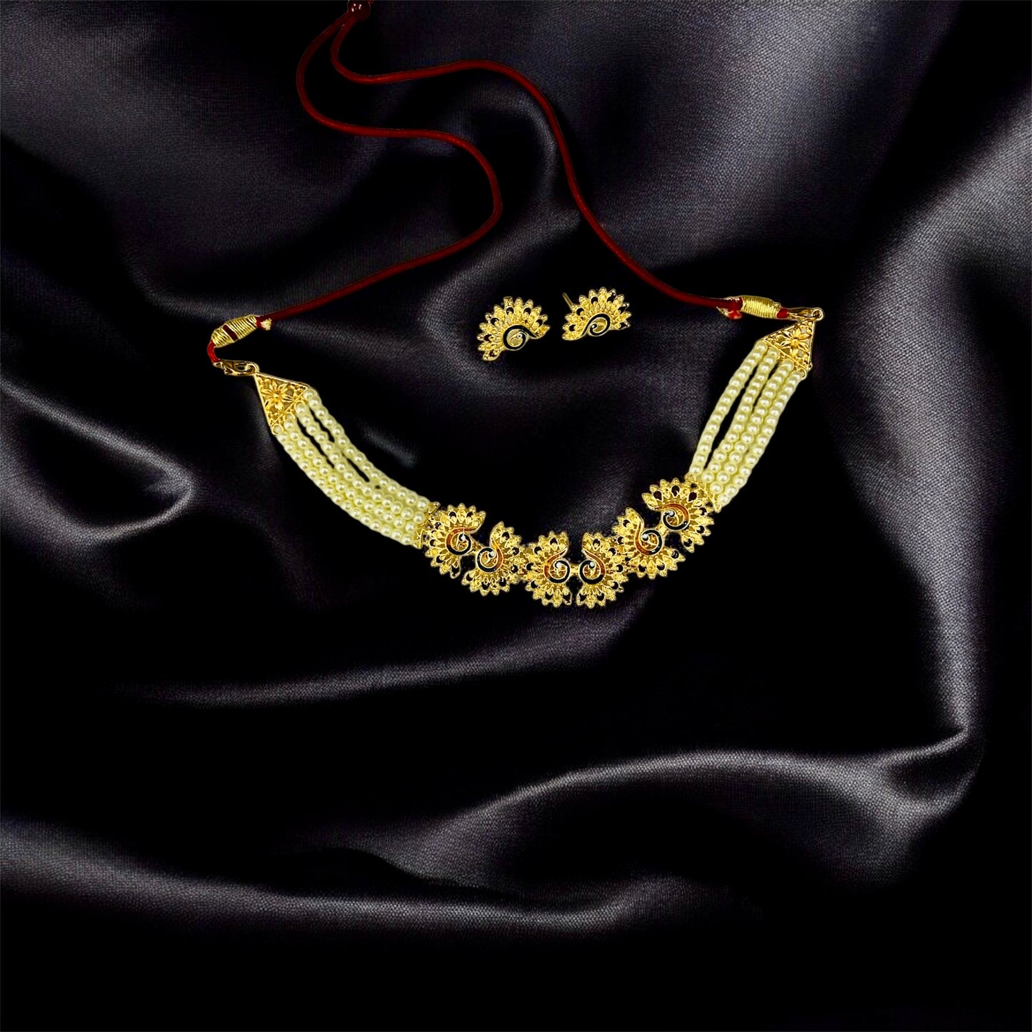 ठाकुराइयन Sunflower Radiance Pearl & Kundan Choker set