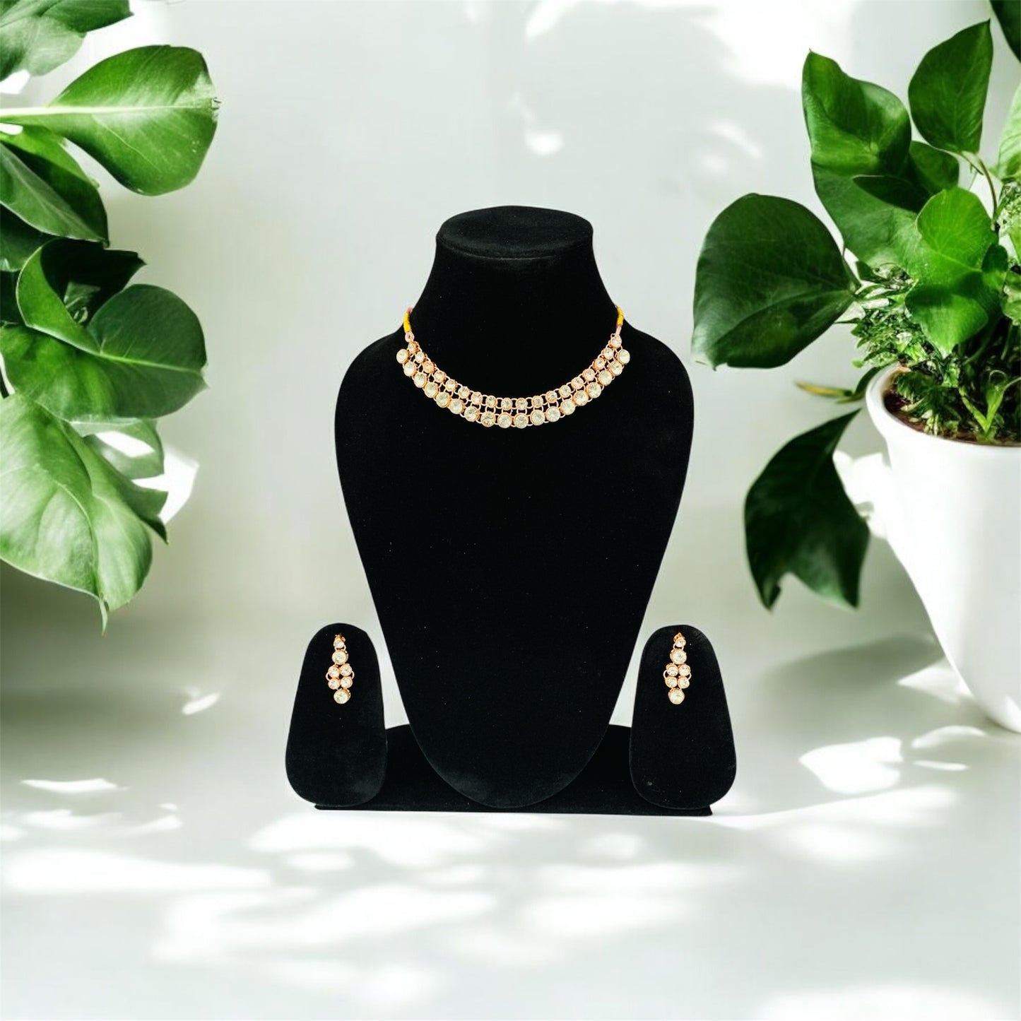 सत्यभामा Rose Gold Plated Kundan Set
