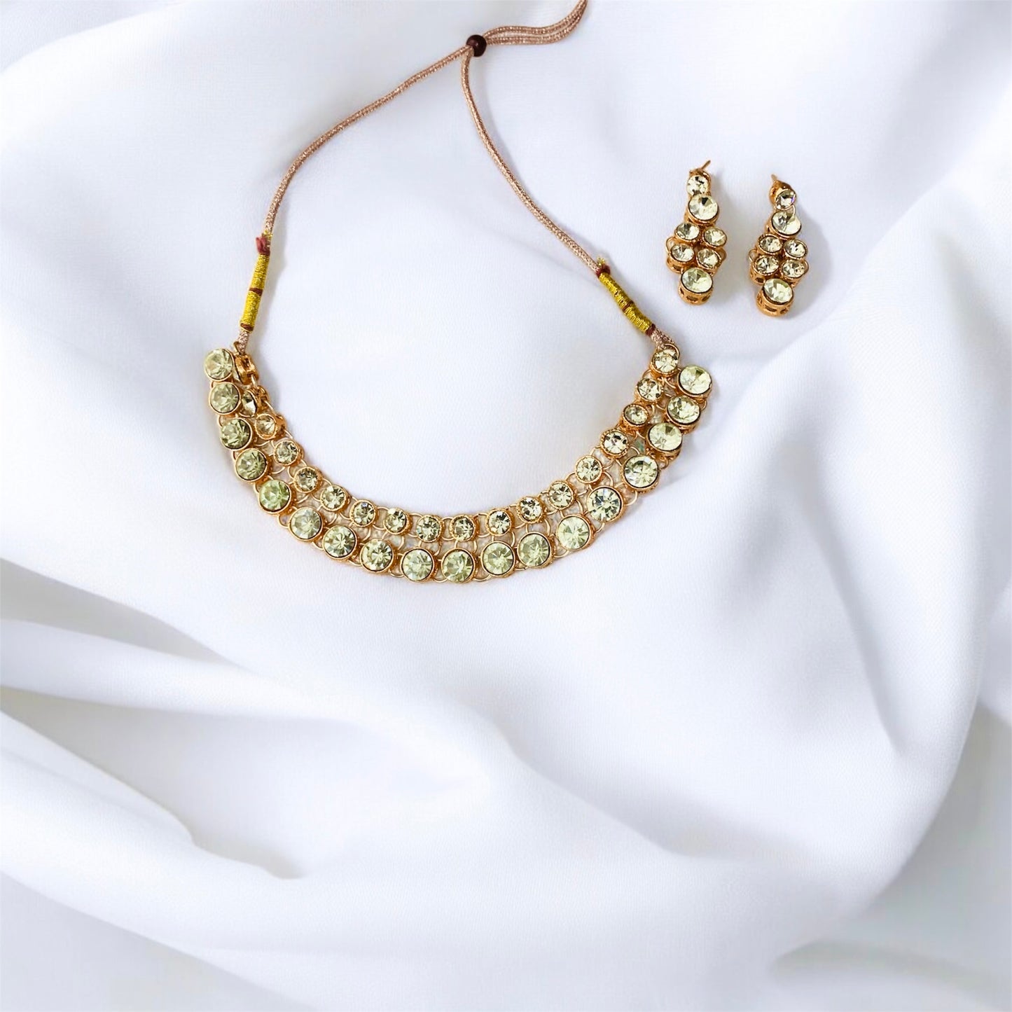सत्यभामा Rose Gold Plated Kundan Set