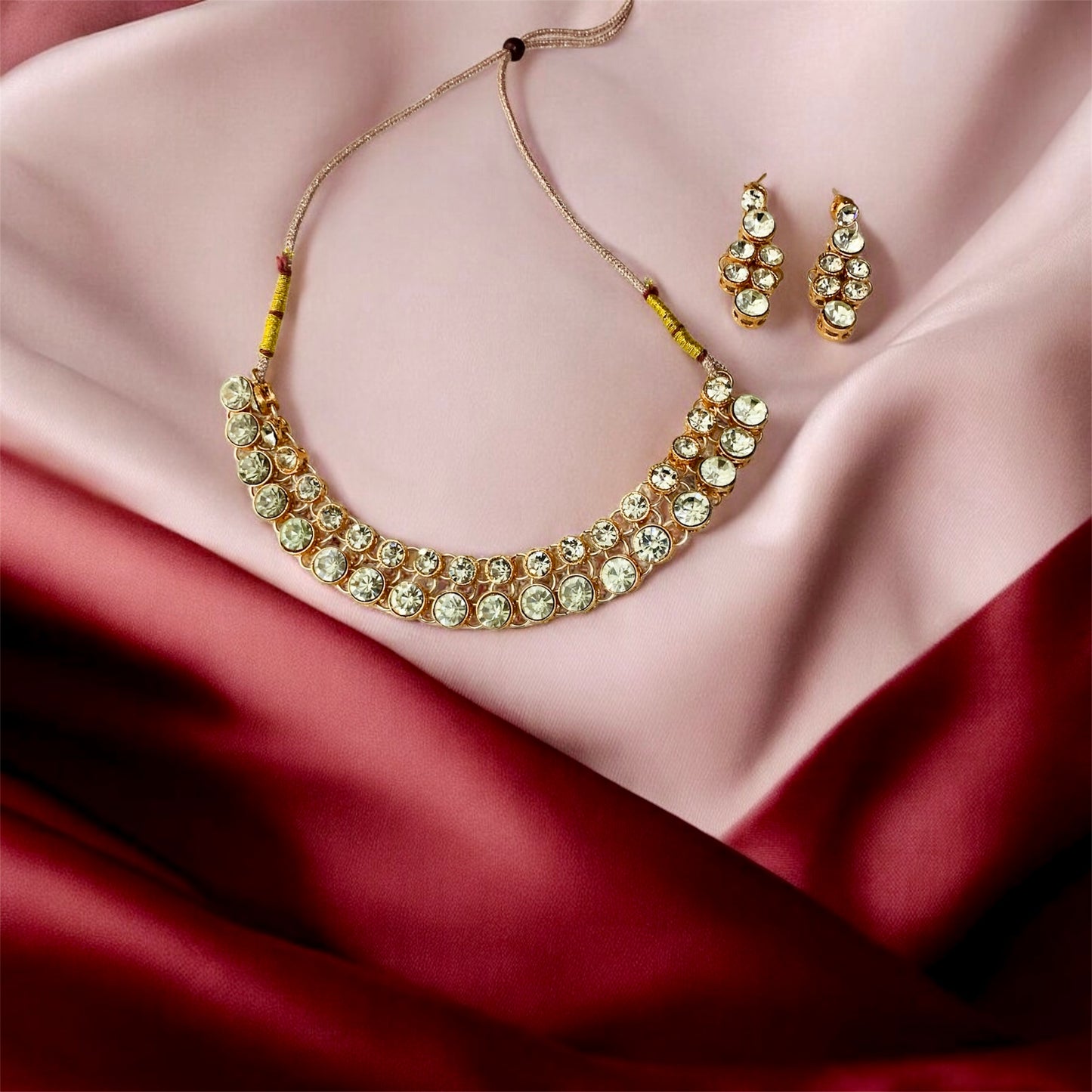 सत्यभामा Rose Gold Plated Kundan Set
