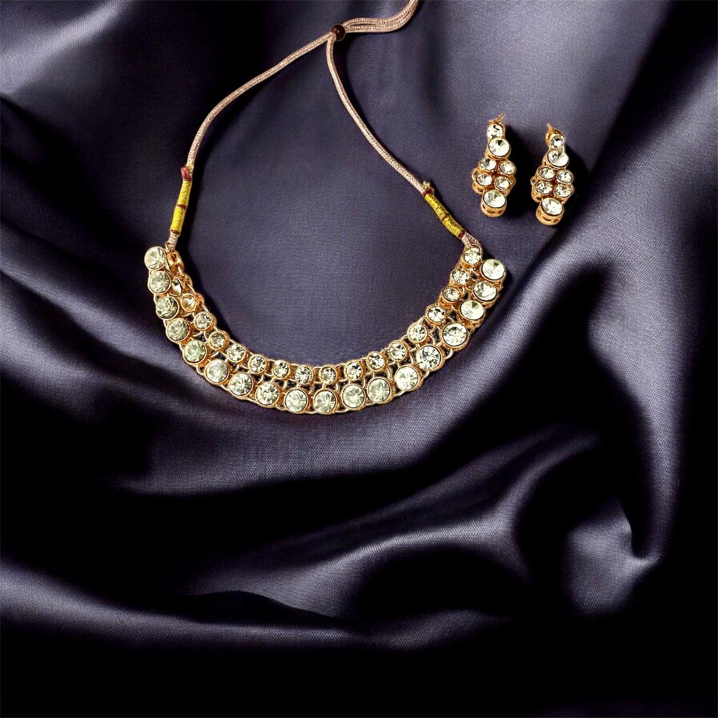 सत्यभामा Rose Gold Plated Kundan Set