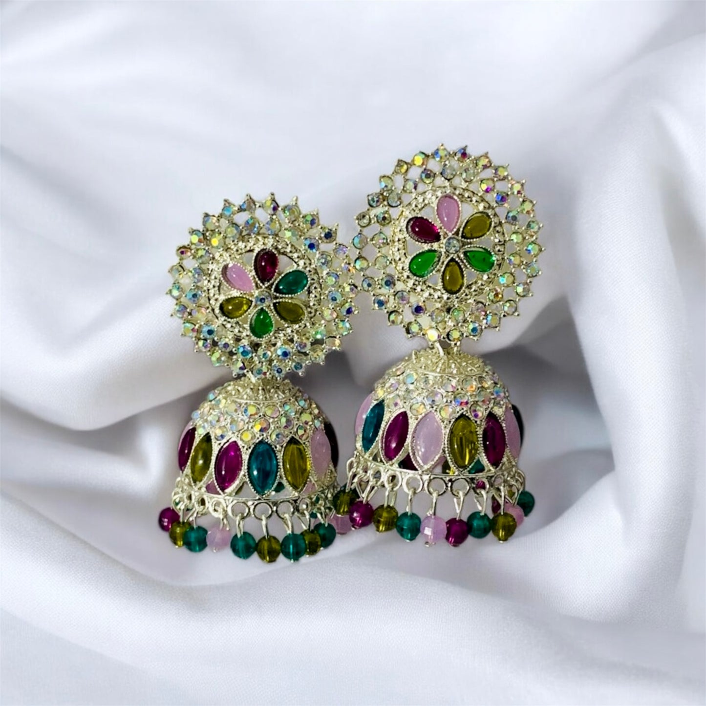 वेद-पारा Stunning Multi-colored-Plated Jhumka Earrings