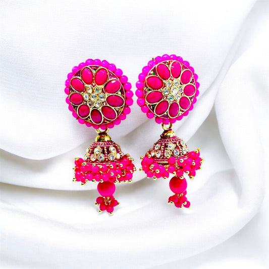 Elegant Classy Pink Jhumka Earrings