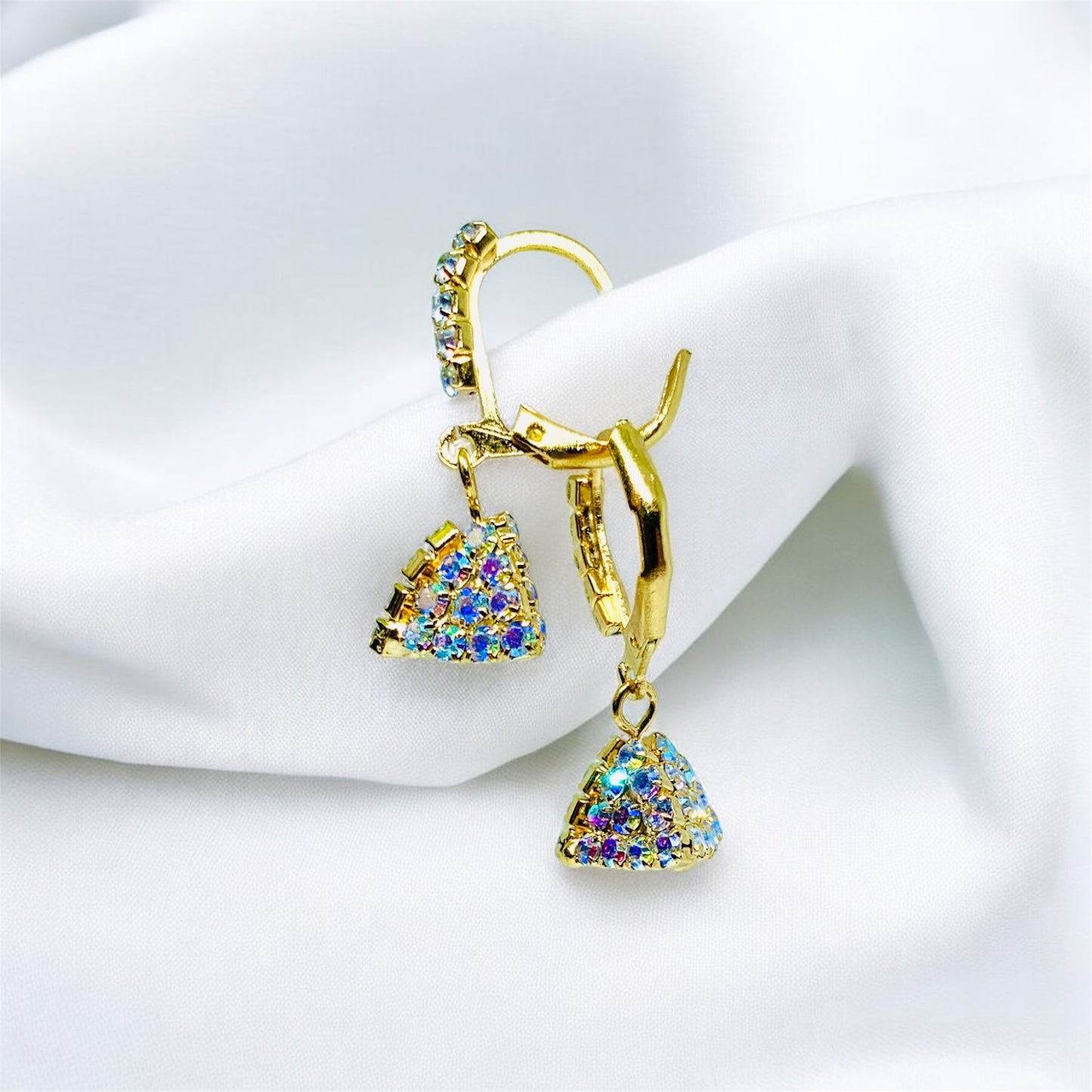 “Gold-Plated Triangle Drop Earrings with Lever Back” (Pair of 03)