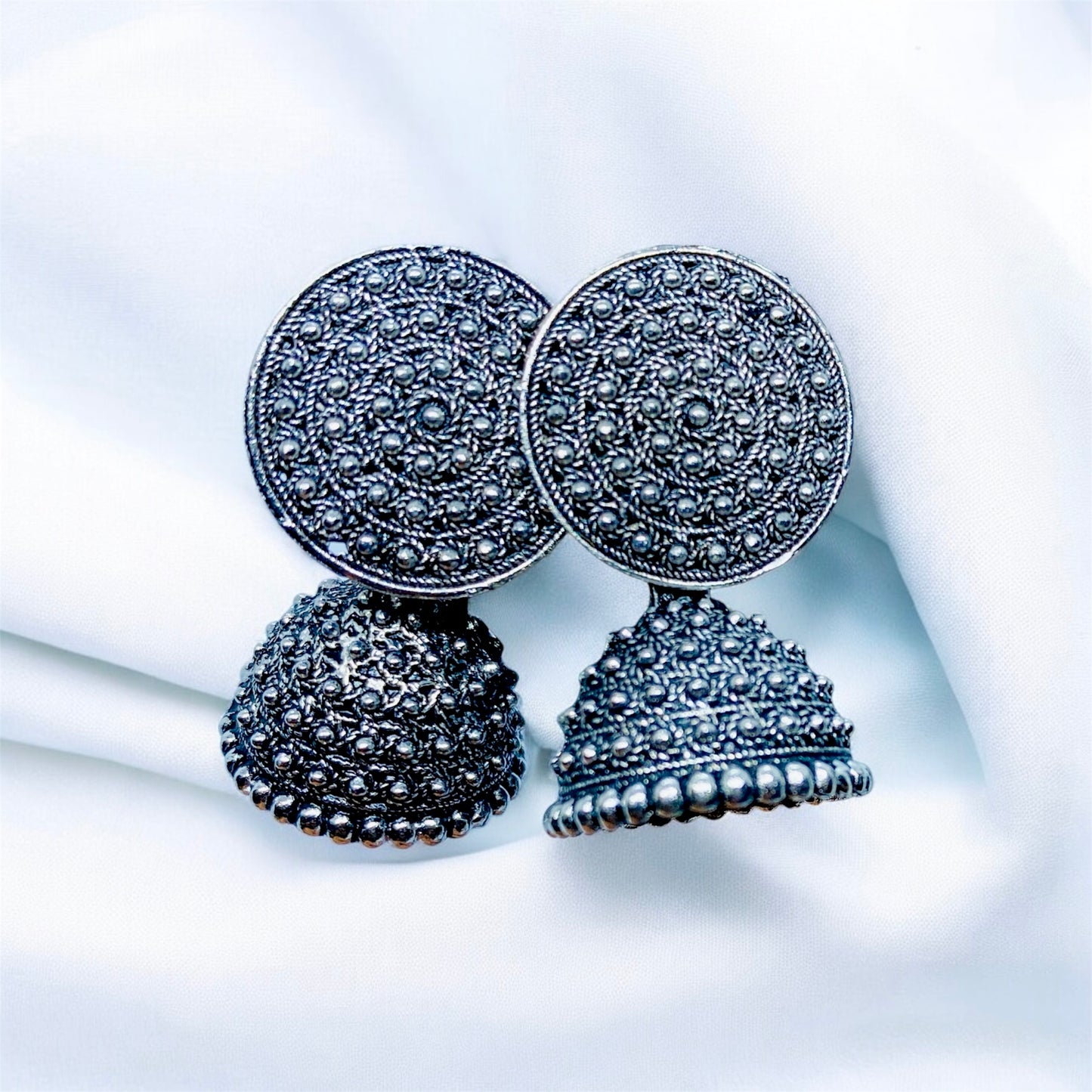 Oxidized Silver Jhumka Earrings-Traditional & Elegant Design