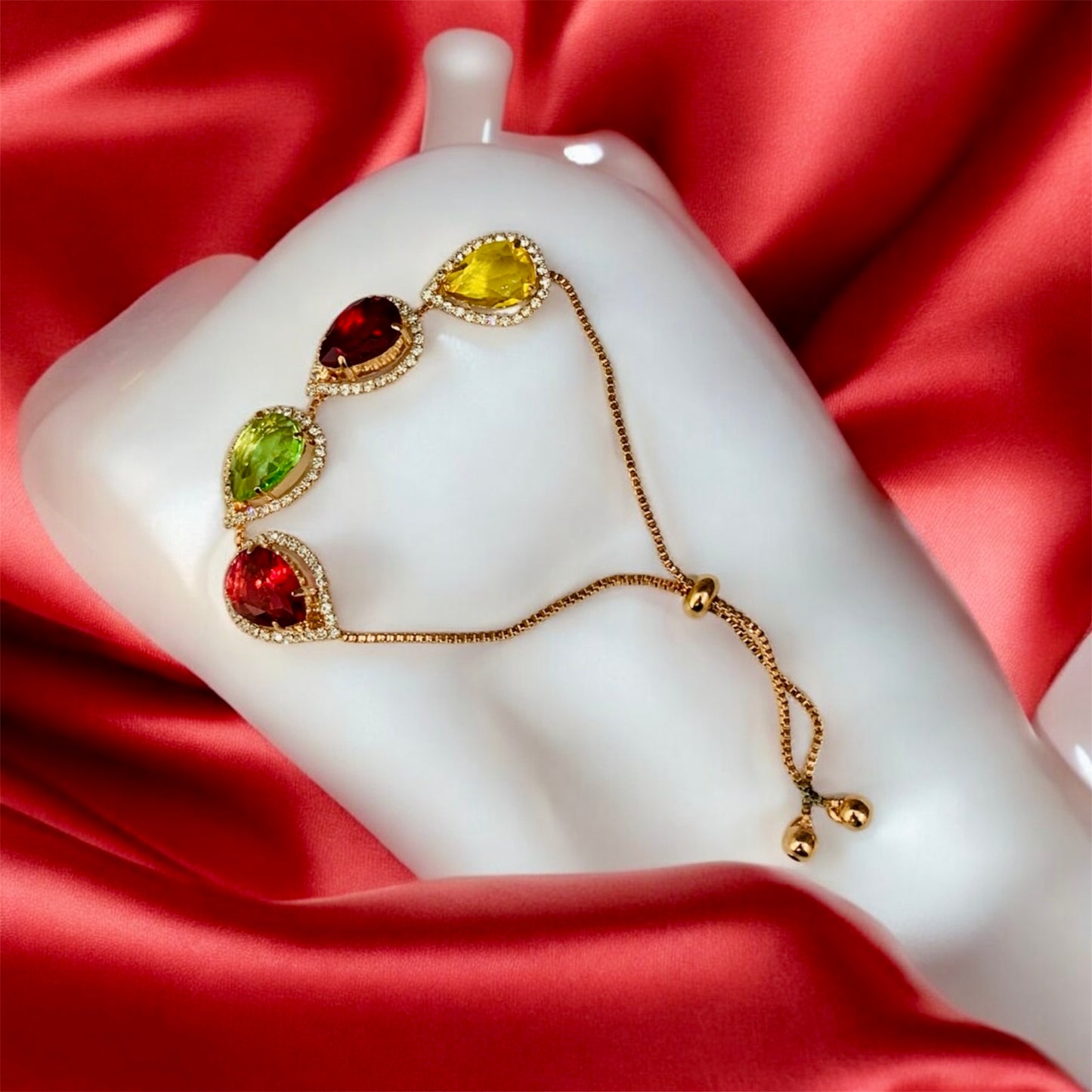 सौदामिनी Tear Drop Multi color Gemstone Bracelet