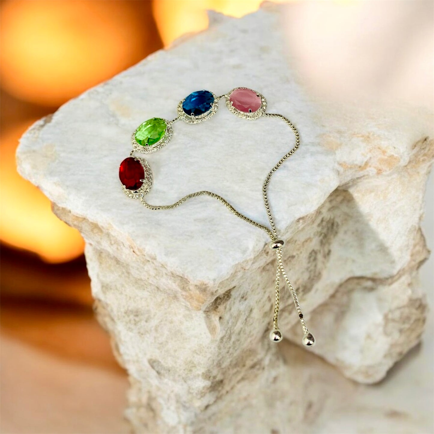 सुभद्रा Tear Drop Multi color Gemstone Bracelet