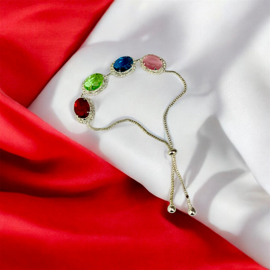 सुभद्रा Tear Drop Multi color Gemstone Bracelet