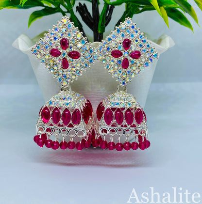  Hem Sundri jhumka pair — artificial pink earrings for women Ashalite