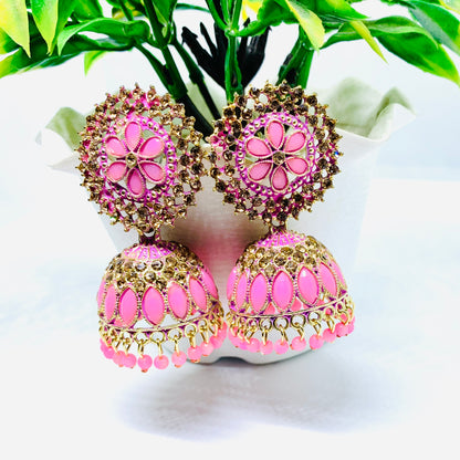Elegant pink jhumka pair — artificial earrings for women Ashalite