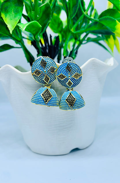  3 pairs traditional jhumka pink brown blue — Ashalite ethnic jewellery