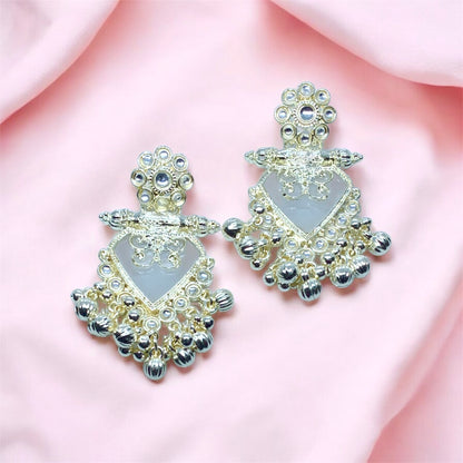 Close-up of Kanha Kundan ghungroo bells detail — buy unique earrings India