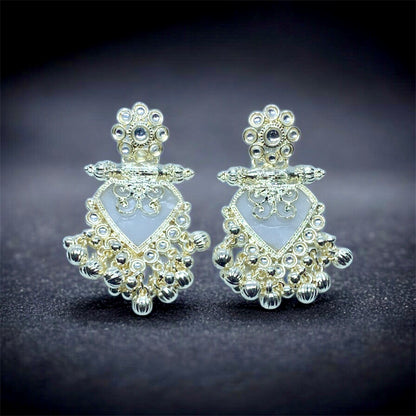 Kanha Kundan ghungroo earrings front view — unique stud drop earrings online India