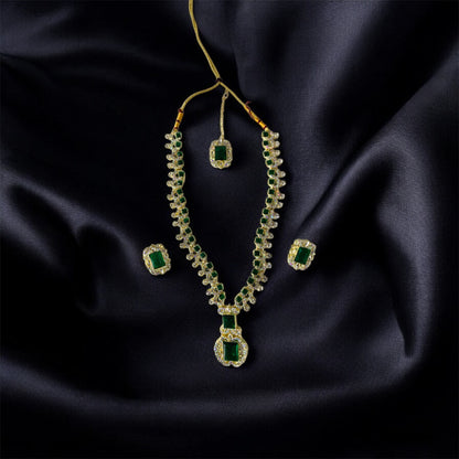  Green gemstone necklace with earrings — Ashalite artificial jewellery for women