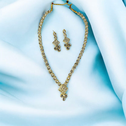 Rasika floral necklace front view — gold plated necklace set online India