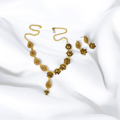 Jagdisha Traditional Gold Plated Floral Necklace by Ashalite — artificial jewellery India