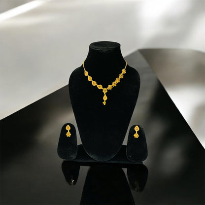 Jagdisha floral necklace front view — gold plated necklace set online India