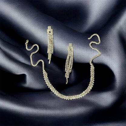 Maithali crystal rhinestone necklace front view — artificial necklace set online India