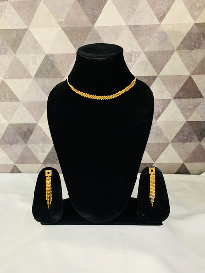 Close-up of Maithali crystal rhinestone necklace detail — buy necklace set India