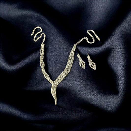 (Vachya) Elegant Rhinestone Necklace set | Ashalite