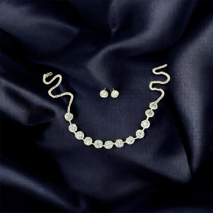 Ramvallabha zirconia rhinestone necklace front view — artificial necklace online India