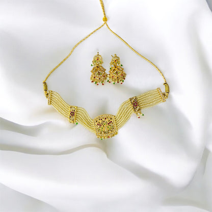Gold plated choker necklace with earrings — Ashalite artificial jewellery for women