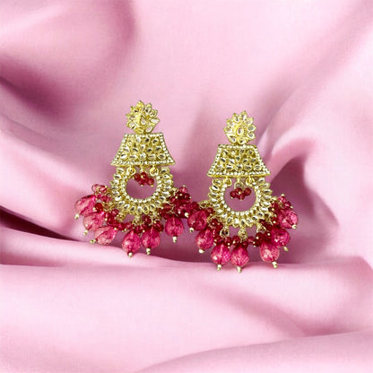 Close-up of Krishna gold plated chandbali detail — buy gold chandbali India