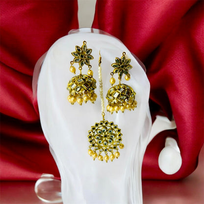 Subhangi Kundan jhumka maang tikka complete set — artificial jewellery Ashalite