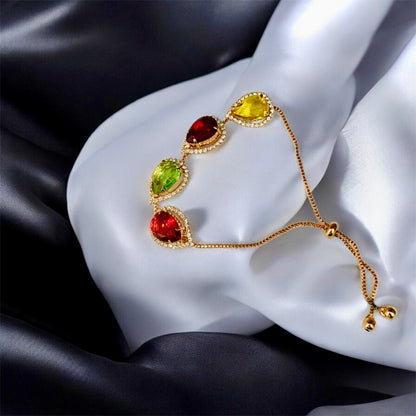   Saudamini tear drop gemstone bracelet front view — multicolor bracelet online India