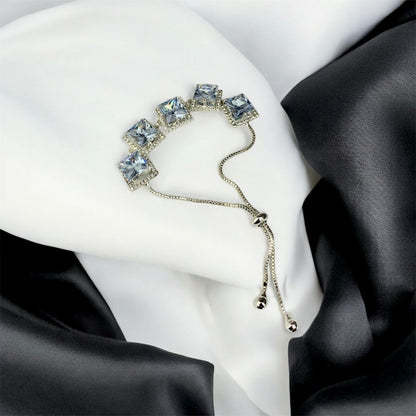 Gauri square cut CZ bracelet front view — cubic zirconia bracelet online India