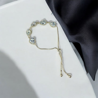 Cubic zirconia adjustable bracelet worn on model — Ashalite jewellery