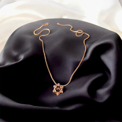 Close-up of Girija rose gold pendant ornate design — buy goddess pendant India