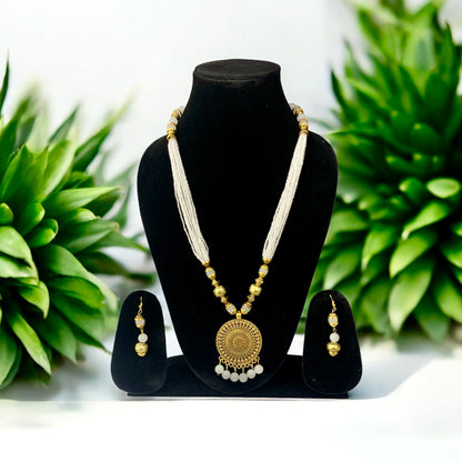 Close-up of Janki mandala necklace design — temple jewellery buy online India