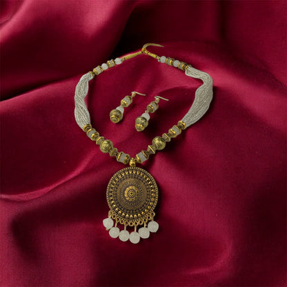  Antique mandala necklace set with earrings — Radha Krishna inspired jewellery Ashalite