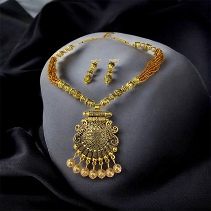Satyabhama tribal pendant necklace front view — artificial necklace set online India