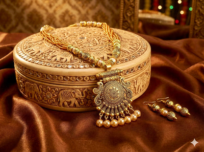  Satyabhama Antique Tribal Pendant Necklace Set by Ashalite — temple jewellery India