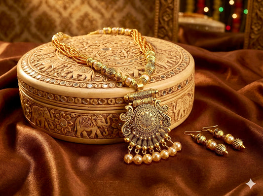 सत्यभामा Antique Tribal Pendant Necklace Set