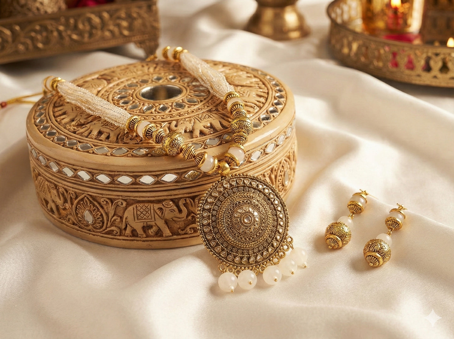 जानकी Antique Luxury Mandala Necklace Set